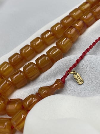 Omari Osmanlı Benzetme Kapsül Kesim Bal Sarısı Sıkma Kehribar Tesbih (10x11 mm)