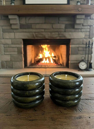 El Yapımı Otantik Mumluk ve Mum Seti