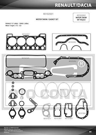 Oto Conta 40102001L Motor Takım Contası R12 Toros 1.4 Keçesiz Lpg Lı Araclar Icın Skc Ozel Takvıyelı