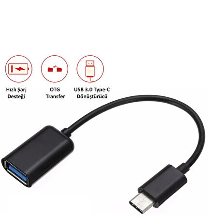 Type C Usb 3.0 Otg Adaptör - Siyah