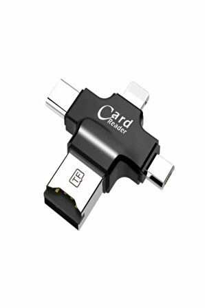 4 in 1 Type C Android iPhone iPad Lightning Micro USB TF Kart Okuyucu OTG