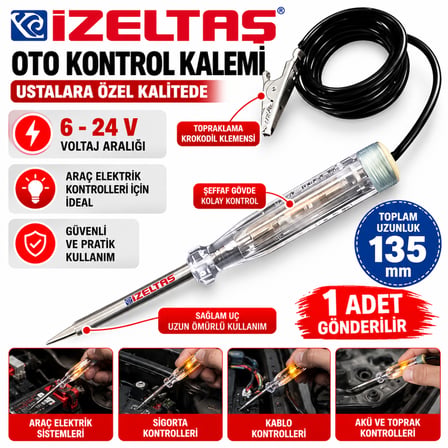 Orjinal Oto Kontrol Kalemi Ustalara Özel Kalitede 135 mm 6-24 W 1 Adet 