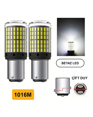 Oto 144LED Ampul 2'li Set, 1016M 12V Çift Duy Beyaz Işık, Fren, Park, Sinyal Ampulleri