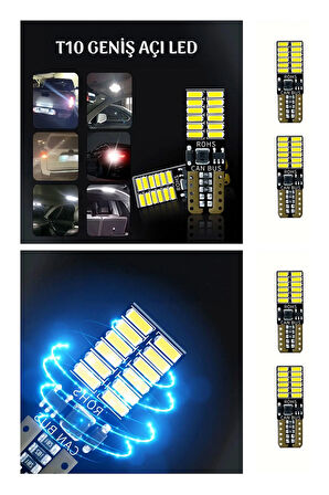 Oto 24LED Ampul 2'li Set, T10 Model 12V Turuncu Işık, Fren, Park, Sinyal ve Geri Vites Lambası vb.