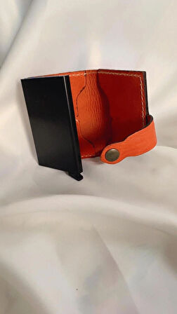 Mekanizmalı Hakiki Deri Akıllı Cüzdan Kartlık