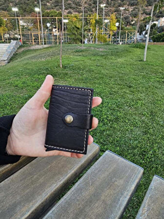 Mekanizmalı Hakiki Deri Akıllı Cüzdan Kartlık