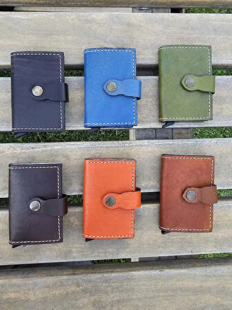 Mekanizmalı Hakiki Deri Akıllı Cüzdan Kartlık