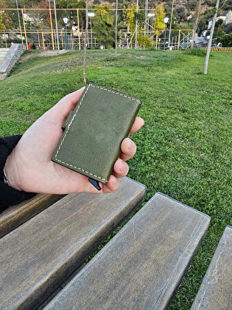 Mekanizmalı Hakiki Deri Akıllı Cüzdan Kartlık