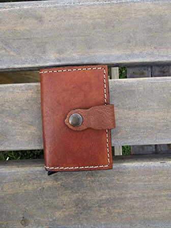 Mekanizmalı Hakiki Deri Akıllı Cüzdan Kartlık