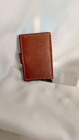 Mekanizmalı Hakiki Deri Akıllı Cüzdan Kartlık