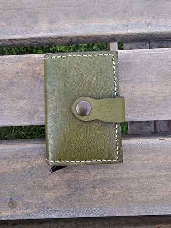 Mekanizmalı Hakiki Deri Akıllı Cüzdan Kartlık