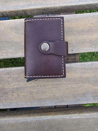 Mekanizmalı Hakiki Deri Akıllı Cüzdan Kartlık