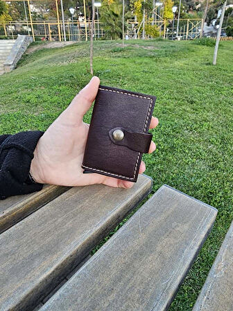 Mekanizmalı Hakiki Deri Akıllı Cüzdan Kartlık