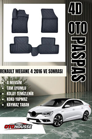 Renault Megane 4 2016 ve Sonrası Havuzlu Oto Paspas