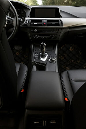 Dekoratif Oto Paspas Takımı – Universal Kesim Siyah Altın Desen 4 Parça Araba Paspası