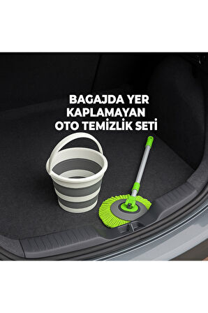 2li OTO SET Çizmez Oto Mop ve 13 LT Katlanır Kova Bagajda Yer Kaplamaz