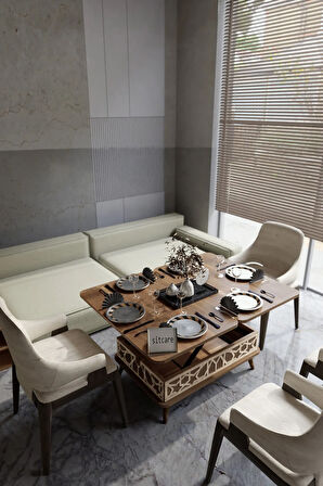 Ottowa Smart Coffe Table, Akıllı Masa, Kahve Sehpası Ceviz Renk Ahşap Sehpa