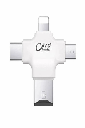 4 in 1 Type C Android iPhone iPad Lightning Micro USB TF Kart Okuyucu OTG