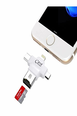 4 in 1 Type C Android iPhone iPad Lightning Micro USB TF Kart Okuyucu OTG