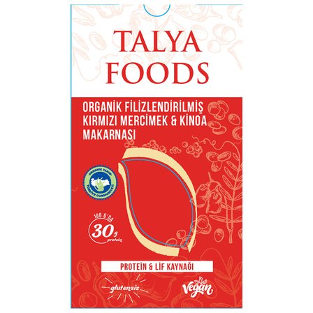 Talya Foods Filizlendirilmiş Kırmızı Mercimek Kinoa Makarna 200G ( 1 ADET )