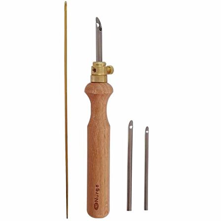 Nurge Ahşap Punch İğnesi ( 3 İğne Ve İplik Geçirici ) 240-12