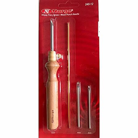 Nurge Ahşap Punch İğnesi ( 3 İğne Ve İplik Geçirici ) 240-12