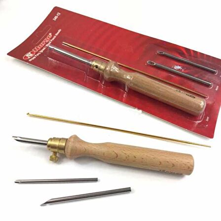 Nurge Ahşap Punch İğnesi ( 3 İğne Ve İplik Geçirici ) 240-12