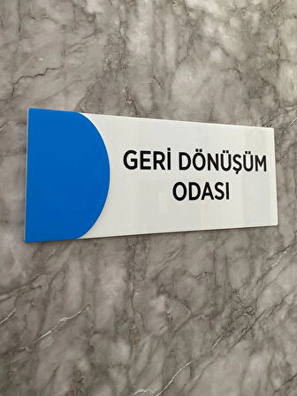 Ortaokula Uygun Renk Mavi Geri Dönüşüm Odası Yön Levhası Kapı İsimliği
