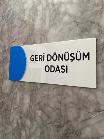 Ortaokula Uygun Renk Mavi Geri Dönüşüm Odası Yön Levhası Kapı İsimliği