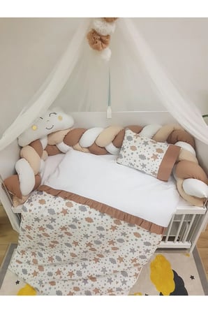 60x120 Masal Serisi Örgü Korumalı Bebek Uyku Seti - İsim Nakışlı Lüks Cibinlikli