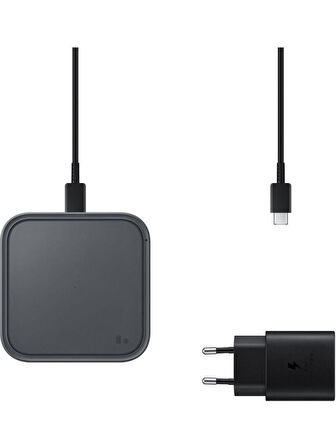 OUTLET Samsung EP-P2400T 15W Kablosuz Hızlı Şarj Cihazı + 25W Başlık + 1m Type-C to Type Kablo - Siyah EP-P2400TBEGWW OUTLET