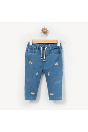 ERKEK ÇOCUK 1-4 YAŞ NAKIŞLI KOT PANTOLON