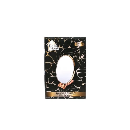 Oval Çift Taraflı Makyaj Aynası 16.5x13 cm Katlanır Ayaklı Bakır