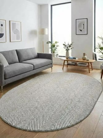 Elit Premium Sisal Jut Halı 1003 -Gri Krem Balık Sırtı Desen