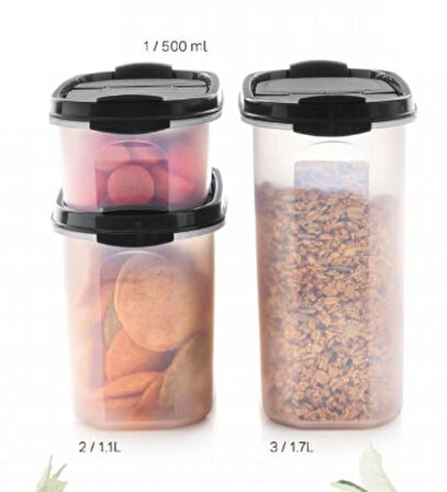 Tupperware OVAL SET 3'LÜ SİYAH