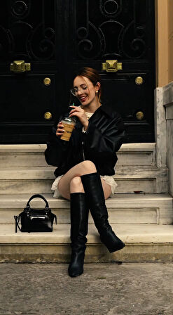 Prifaldi Premium Oversiz Bomber Deri Ceket