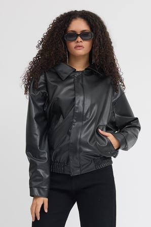 Prifaldi Pb Oversize Siyah Deri Ceket 