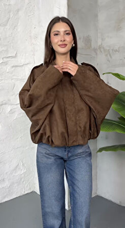 Prifaldi Premium Oversize Süet Bomber Ceket