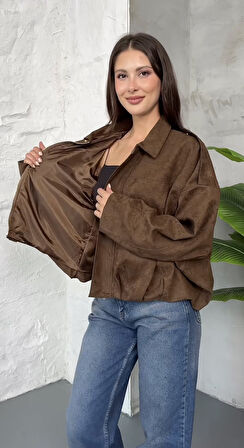 Prifaldi Premium Oversize Süet Bomber Ceket