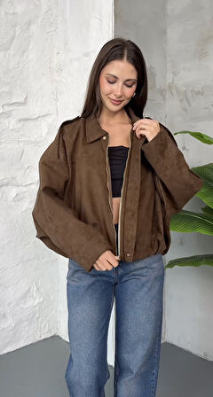 Prifaldi Premium Oversize Süet Bomber Ceket