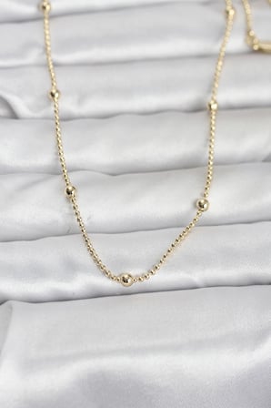 CM 14K Gold Renk Top Zincir 60 cm Kadın Kolye 5886