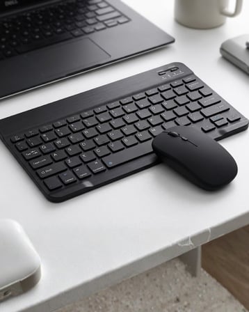 Kablosuz Bluetooth Klavye Mouse Seti Wireless Sessiz İnce Tasarım Çoklu Uyumlu
