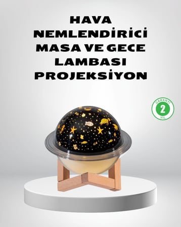 USB Projeksiyon Gece Lambası ve Hava Nemlendirici – Aromaterapi Destekli Taşına