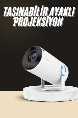 Ayaklı Projeksiyon Taşınabilir Mini Projektör Sinema Projektörü Android