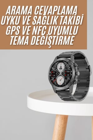Akıllı Saat Çelik Kordon Çağrı Cevaplama Amoled Ekran Titreşimli Uyku ve Sağ