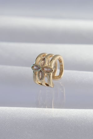 Pirinç Gold Renk Yonca Earcuff Küpe 5886