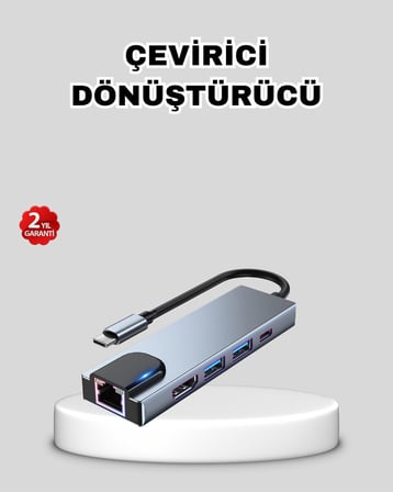 Type-C Çoklu Dönüştürücü – Alüminyum Gövde Hızlı Veri Aktarımı ve Şa