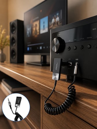 Araç ve Ev Ses Sistemleri İçin Bluetooth AUX Adaptörü