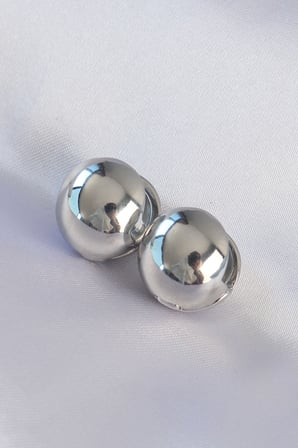Pirinç Gümüş Renk İçi Boş Minimal Topçuk Küpe 5886