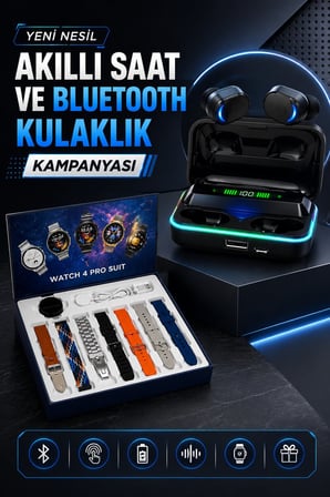 Powerbank Bluetooth Kulaklık Ve Akıllı Saat 7 Kordonlu Metal Kordon Plastik Kordo